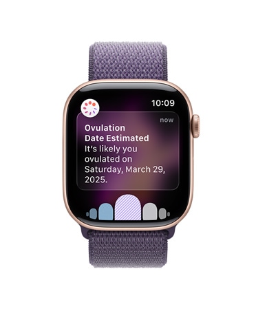 Apple Watch Series 11, φυσικό χρώμα, κάσα από αλουμίνιο, γνωστοποίηση για την εκτίμηση της ημερομηνίας ωορρηξίας από την Καταγραφή Κύκλου στο app Υγεία, Digital Crown, λουράκι, Magnetic Link, χρώμα ναυτικό μπλε