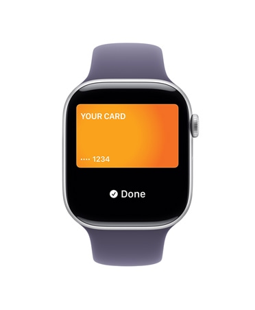 Apple Watch Series 11, κάσα από αλουμίνιο, Apple Pay, εξωτερική δεξιά πλαϊνή όψη, Digital Crown, λουράκι Sport Band σε μωβ της ομίχλης