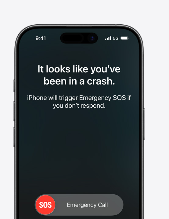 iPhone screen showing Crash Detection feature in use