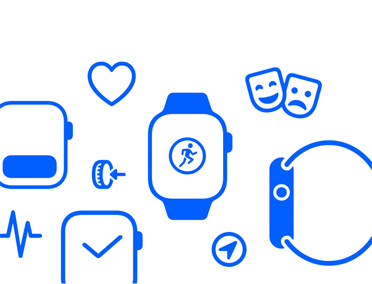 Apple Watch icons: Smart Stack, health, Digital Crown dial, Workout, cinema mode