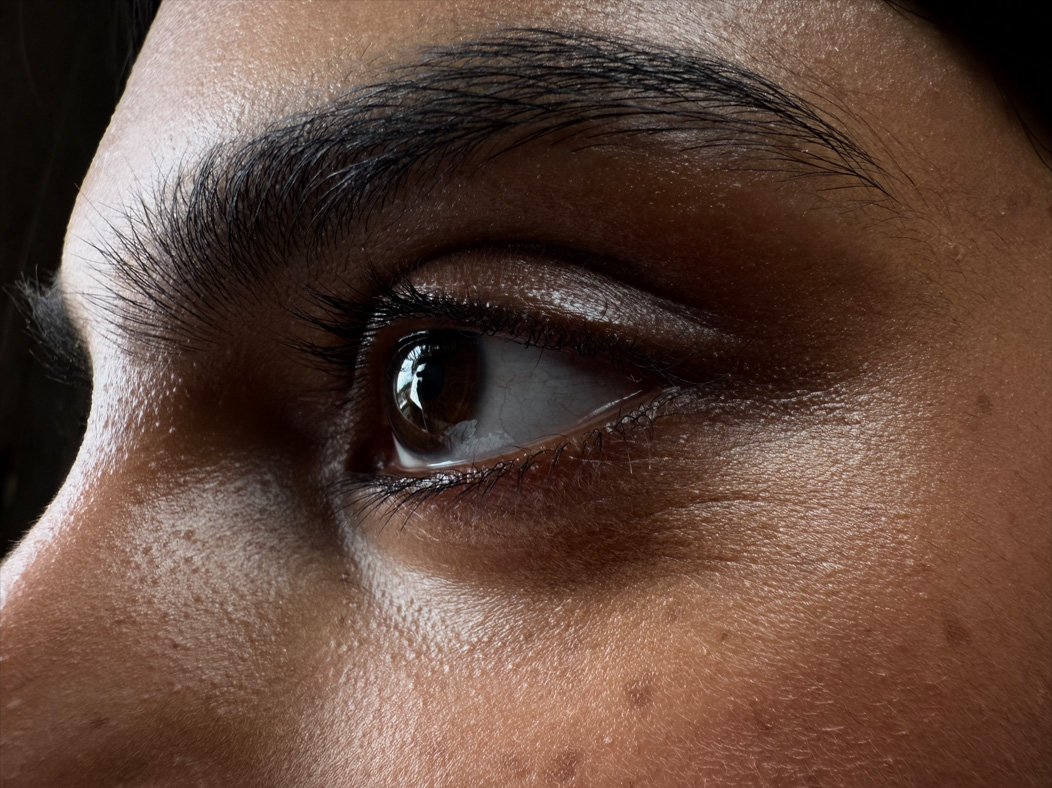 Una mujer con un largo vestido rojo de pie en medio de una habitación vacía mientras la fotografían. La app Fotos alterna entre varias distancias focales para mostrar las capacidades del sistema de cámaras Pro: 200 mm, 100 mm, 48 mm, 35 mm, 28 mm, 13 mm y macro